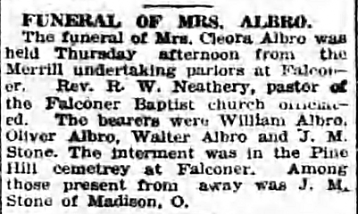 Cleora Albro obit