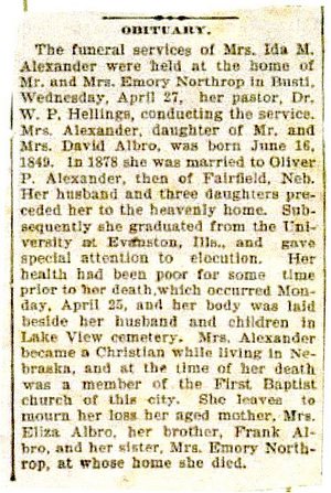 Ida Albro alexander obit